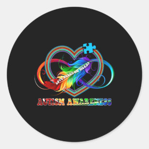 Sticker Rond Infinity Heart Love Sensibilisation sur l'autisme 
