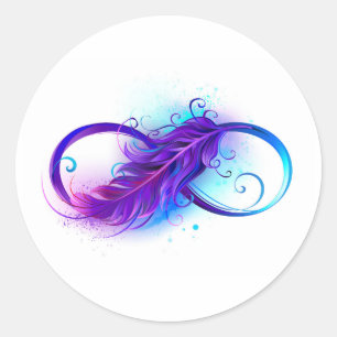Sticker Rond Infinity with purple feather