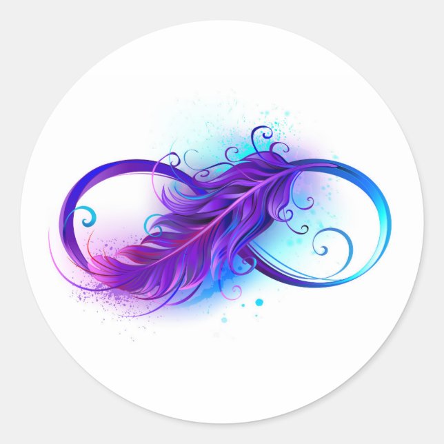 Sticker Rond Infinity with purple feather (Devant)