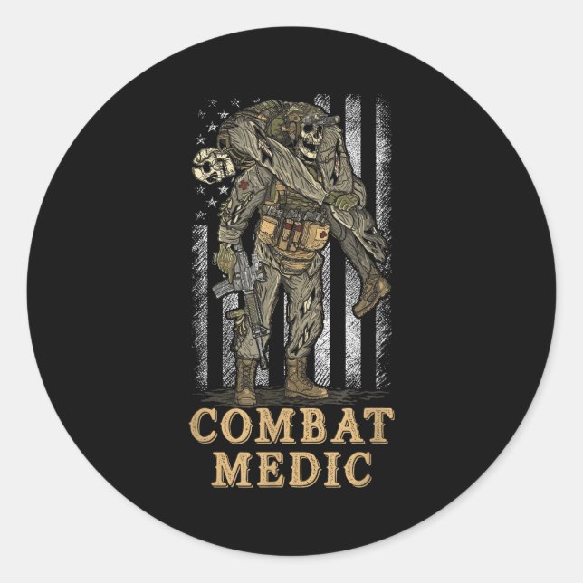Sticker Rond Infirmier de combat 68w Vétéran Doc (Devant)