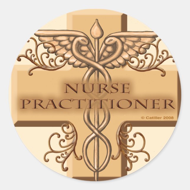 Sticker Rond Infirmier praticien Cross Caduceus (Devant)