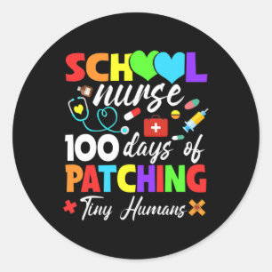 Sticker Rond Infirmière 100 Jours De Patching Minuscules Humain