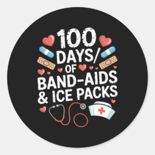 Sticker Rond Infirmière 100 Jours D'école 100 Jour Bandages Élè