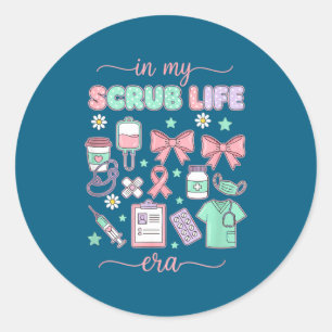 Sticker Rond Infirmière à mon époque de vie de blouse, nœud coq