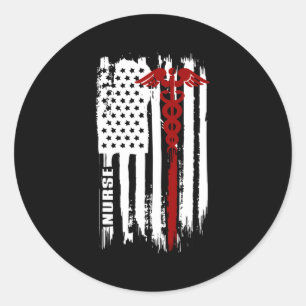 Sticker Rond Infirmière américaine du drapeau Infirmière améric