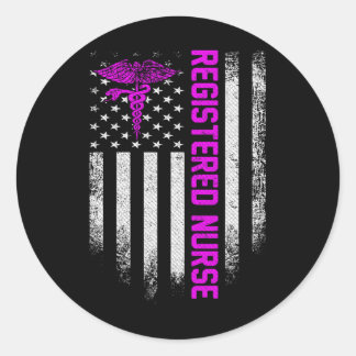 Sticker Rond Infirmière américaine inscrite vintage Usa Rn Infi