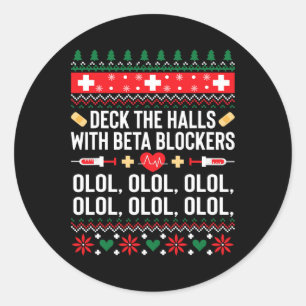 Sticker Rond Infirmière amusante Noël Vilain Noël Vilain Noël C