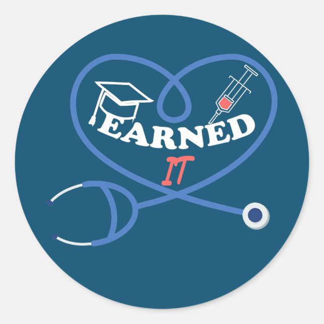 Sticker Rond Infirmière amusante vie Citation gagnée It Infirmi (Devant)