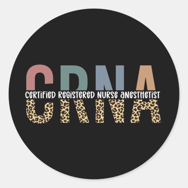 Sticker Rond Infirmière anesthésiste certifiée CRNA (Devant)