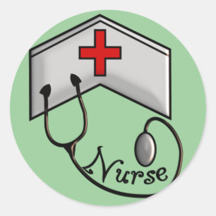 Sticker Rond Infirmière avec la PAC et le STÉTHOSCOPE DE RELI