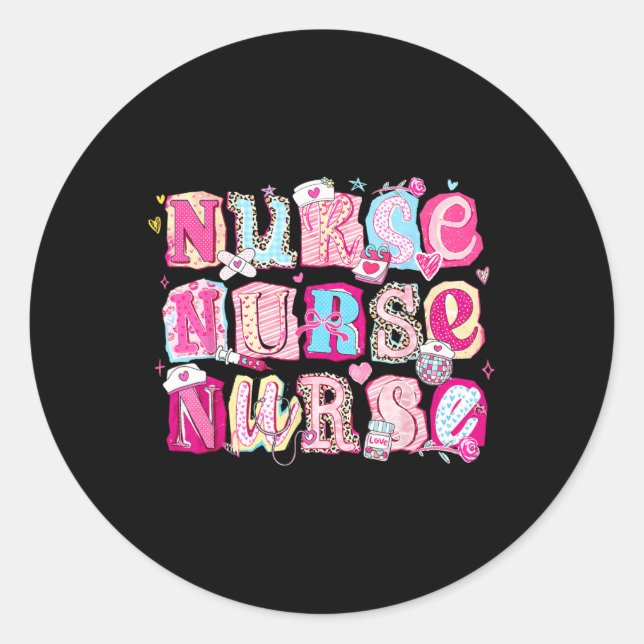 Sticker Rond Infirmière BCBG Saint-Valentin 90 Stethoscope Sain (Devant)