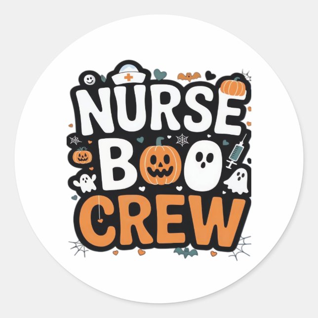 Sticker Rond Infirmière Boo Crew Halloween Halloween Healthcare (Devant)