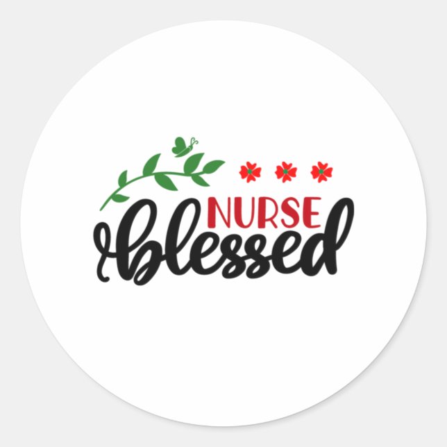 Sticker Rond Infirmière Cadeau Béni (Devant)