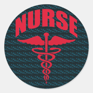 Sticker Rond Infirmière Caduceus Red