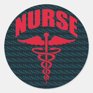 Sticker Rond Infirmière Caduceus Red