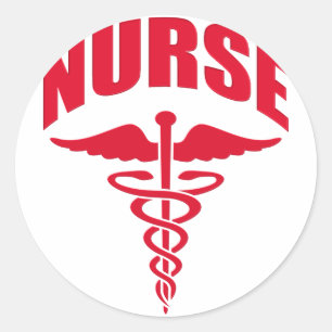 Sticker Rond Infirmière Caduceus Red