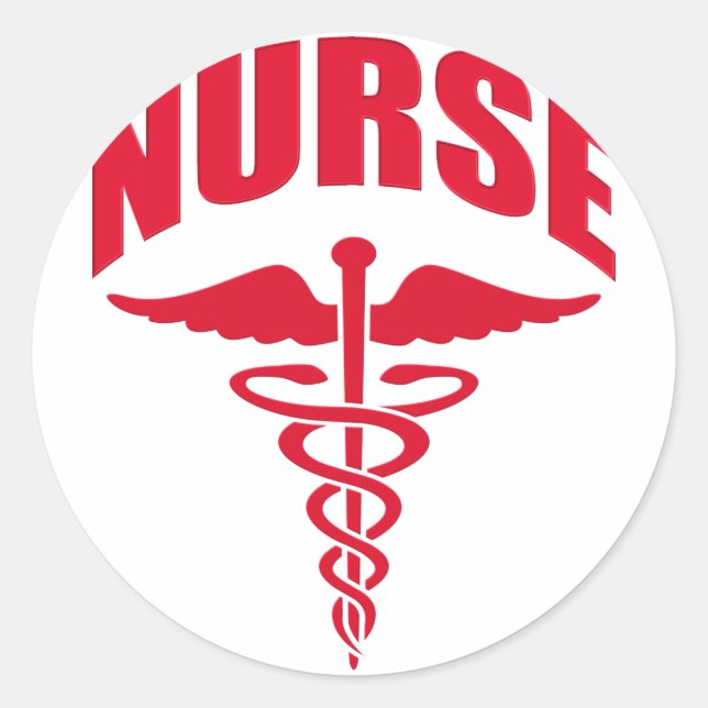 Sticker Rond Infirmière Caduceus Red (Devant)