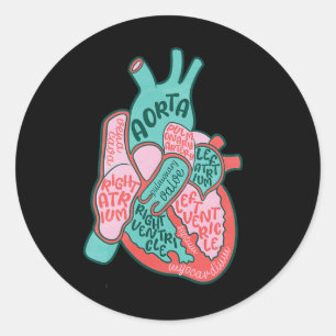Sticker Rond Infirmière cardiaque Cvicu Anatomie du coeur humai