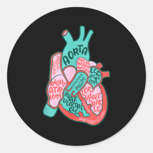Sticker Rond Infirmière cardiaque Cvicu Anatomie du cœur humain