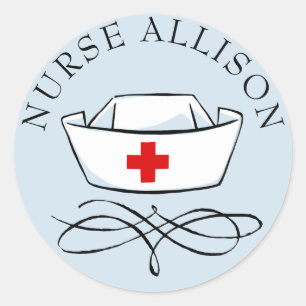 Sticker Rond Infirmière Casquette Nom d'ajout
