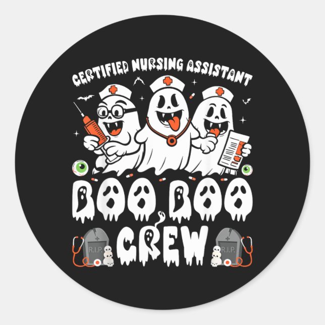 Sticker Rond Infirmière certifiée Halloween Fantôme IC (Devant)