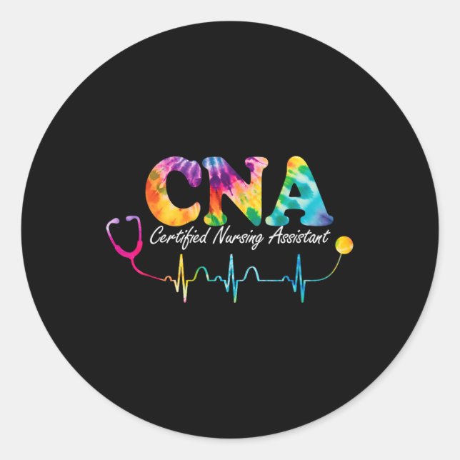 Sticker Rond Infirmière certifiée Istant Tie Dye Cna Infirmière (Devant)