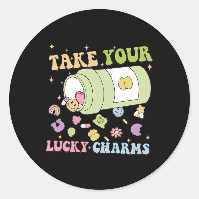 Sticker Rond Infirmière chanceuse de la St. Patrick Prenez vos  (Devant)
