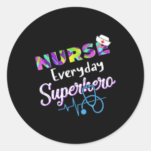 Sticker Rond Infirmière chaque jour Superhero Coloriage Interna