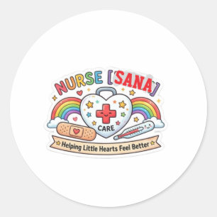 Sticker Rond Infirmière compagnon de premiers soins Little Hear