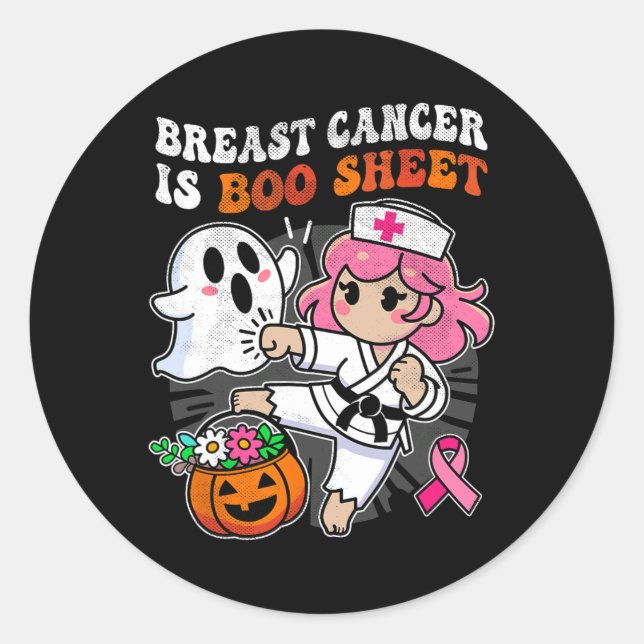 Sticker Rond Infirmière Conscience du cancer du sein Karate Lut (Devant)