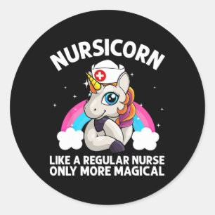 Sticker Rond Infirmière cool Pour Hommes Femmes Unicorne Infirm