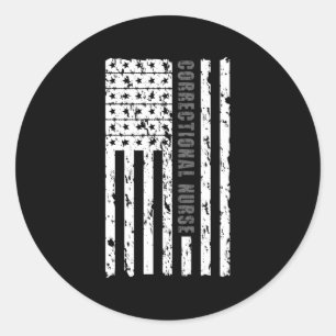 Sticker Rond Infirmière correctionnelle American Flag Infirmièr