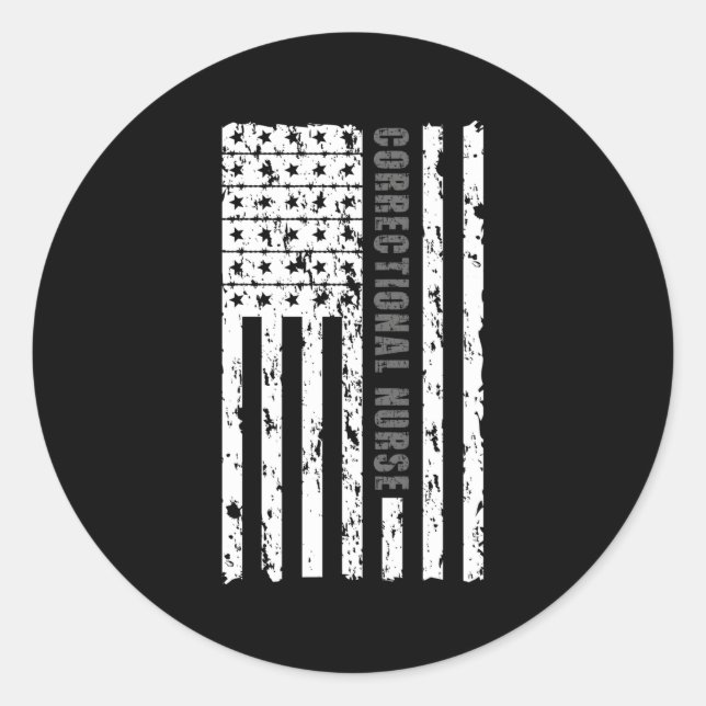 Sticker Rond Infirmière correctionnelle American Flag Infirmièr (Devant)