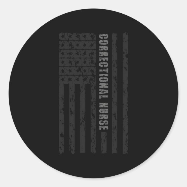 Sticker Rond Infirmière correctionnelle American Flag Infirmièr (Devant)