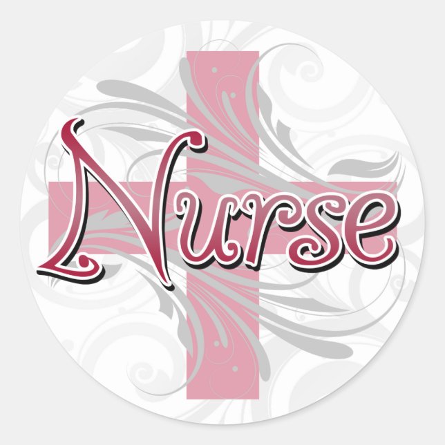 Sticker Rond Infirmière Croix-Rose (Devant)