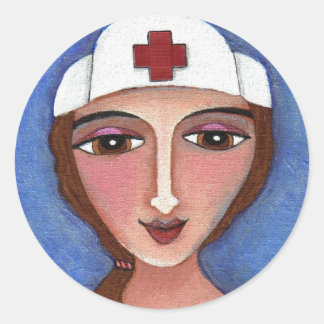 Sticker Rond Infirmière d'art populaire - RN / infirmière autoc