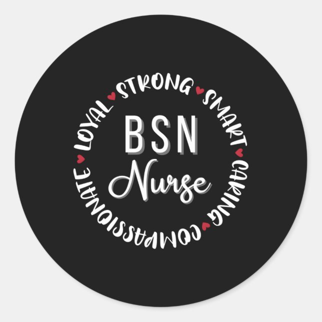 Sticker Rond Infirmière de Bsn Infirmière Infirmière Diplôme en (Devant)