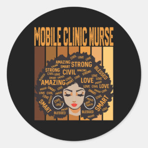 Sticker Rond Infirmière de clinique mobile Puissant Mois de l'h