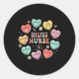 Sticker Rond Infirmière de dialyse rétro Valentine Coeur Femmes