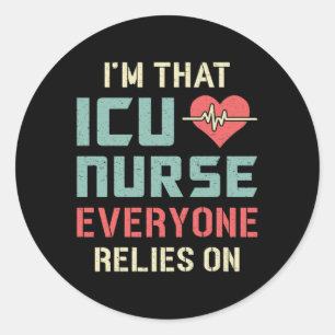 Sticker Rond Infirmière de l'ICU Ambulance d'urgence Amour drôl