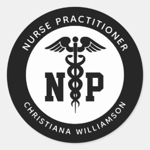 Sticker Rond Infirmière de NP personnalisée Praticien Diplôme C