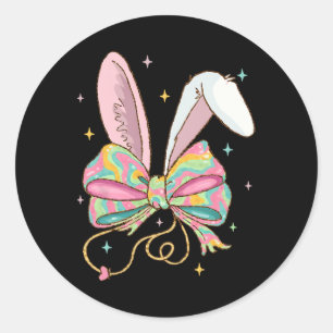 Sticker Rond Infirmière de Pâques Coquette Bow Stethoscope Bunn