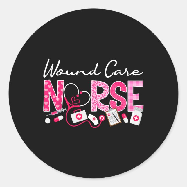 Sticker Rond Infirmière de soins de la blessure Valentine's Day (Devant)