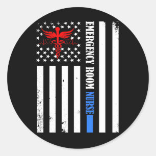 Sticker Rond Infirmière des urgences Drapeau US