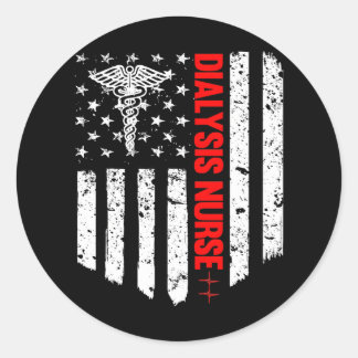 Sticker Rond Infirmière dialyse American Flag RN Infirmière ins