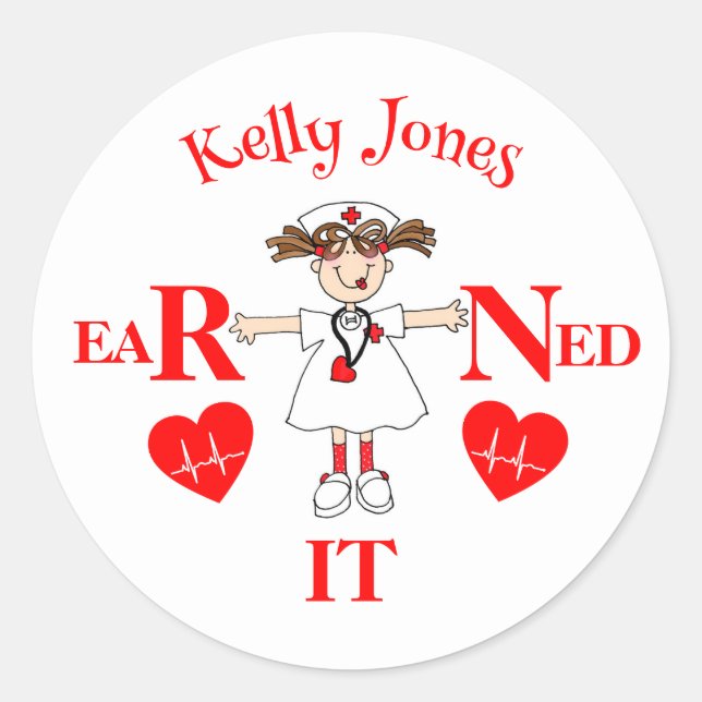 Sticker Rond Infirmière diplômée d'État diplômée  (Devant)