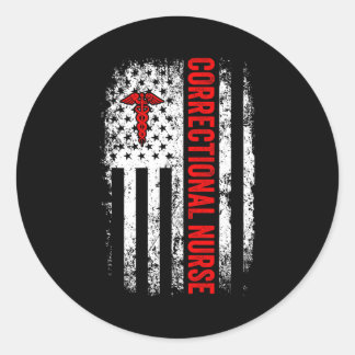 Sticker Rond infirmière du drapeau américain infirmière correct
