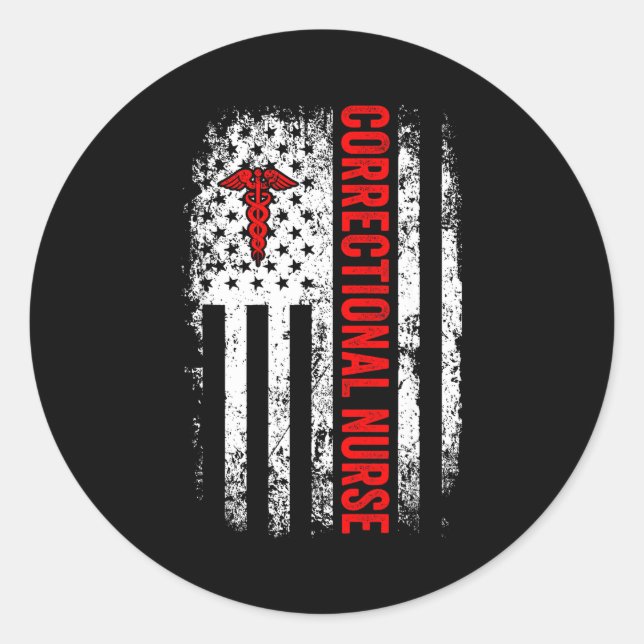 Sticker Rond infirmière du drapeau américain infirmière correct (Devant)