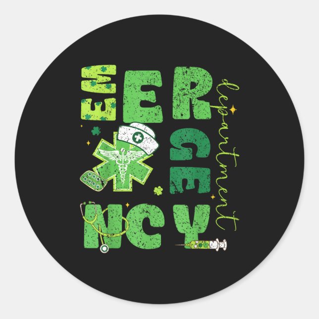 Sticker Rond Infirmière du service des urgences Saint-Patrick's (Devant)
