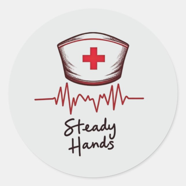 Sticker Rond Infirmière d'urgence - Mains stables (Devant)